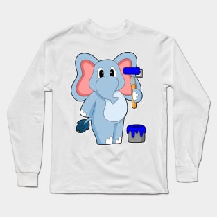 Elephant Painting Paint brush Paint bucket Long Sleeve T-Shirt